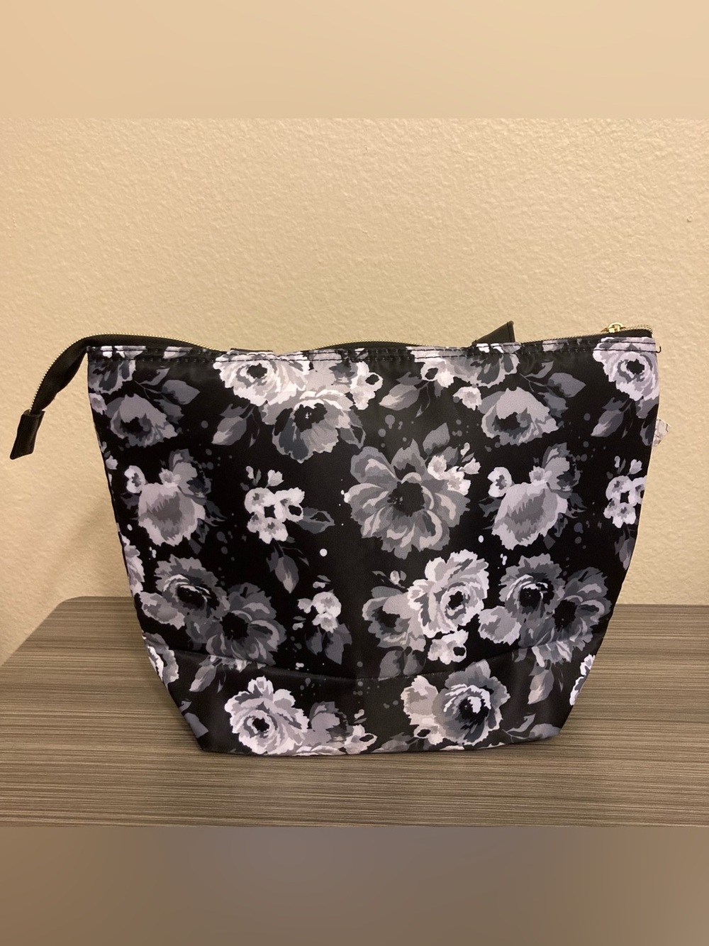 Floral Print Black Lunch Tote